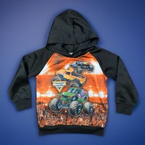 NWOT Monster Jam Toddler Boys Fleece Hoodie Black/Orange Size 4T